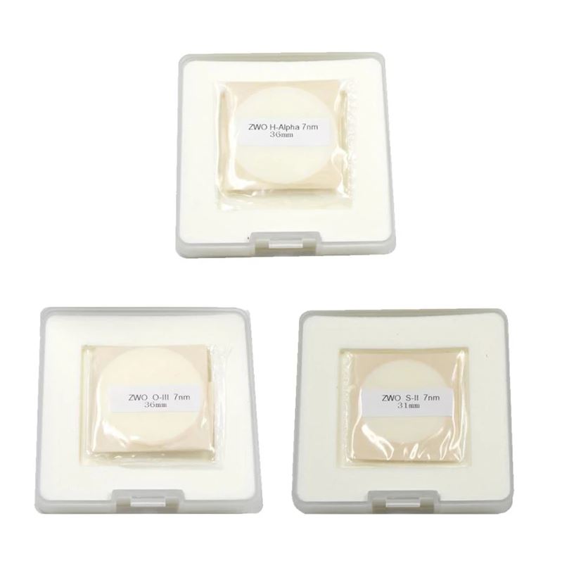 [ZWO-NB7nmD36]  مجموعة مرشحات ضيقة النطاق ( أوكسجين و كبريت و هيدروجين) مقاس 36 مم من زوو